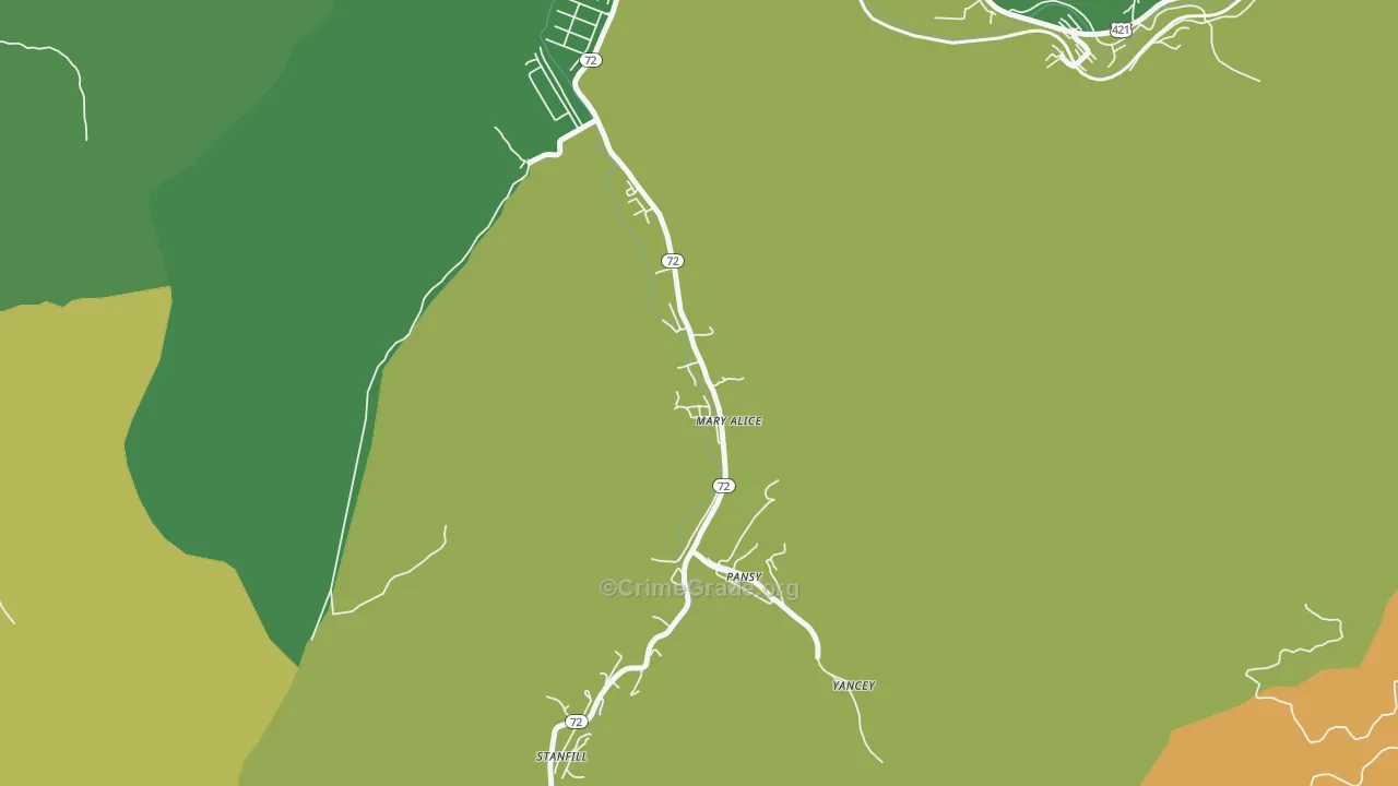 Mary Alice, KY Map of Vehicle Theft Rates