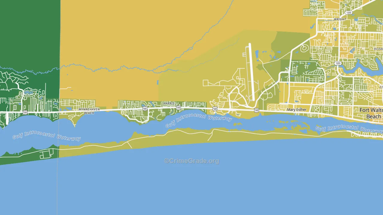 Mary Esther, FL Map of Vehicle Theft Rates