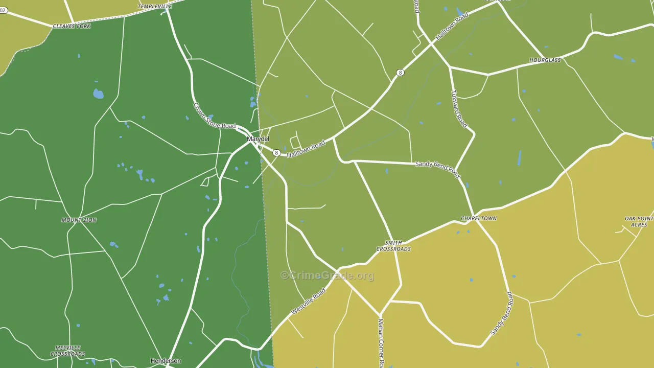 Marydel, DE Map of Vehicle Theft Rates