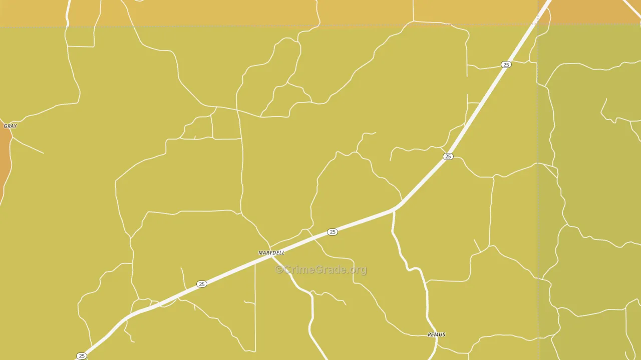 Marydell, MS Map of Vehicle Theft Rates