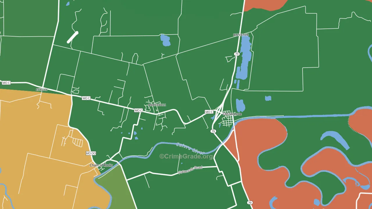 Maryknoll, MO Map of Vehicle Theft Rates