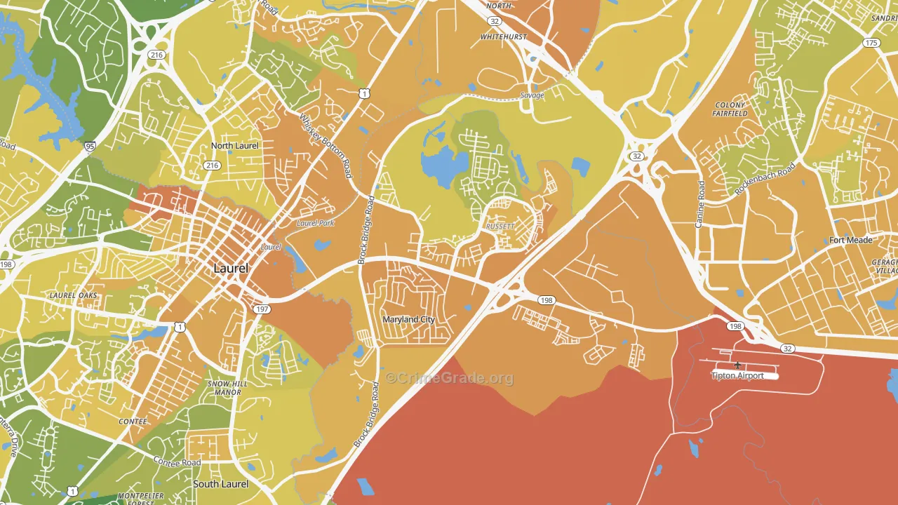 Maryland City, MD Map of Vehicle Theft Rates