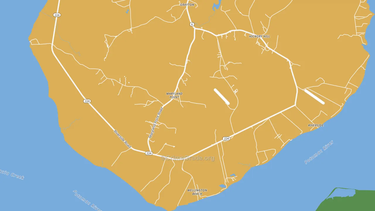 Maryland Point, MD Map of Vehicle Theft Rates