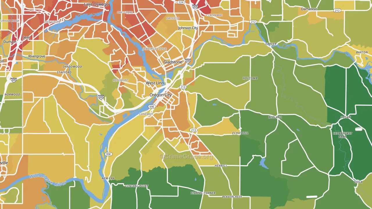 Marylhurst, OR Map of Vehicle Theft Rates