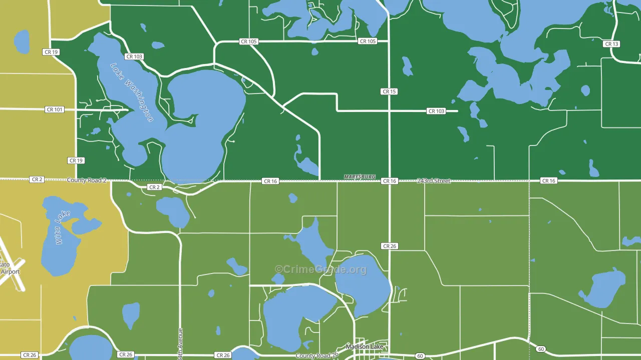 Marysburg, MN Map of Vehicle Theft Rates