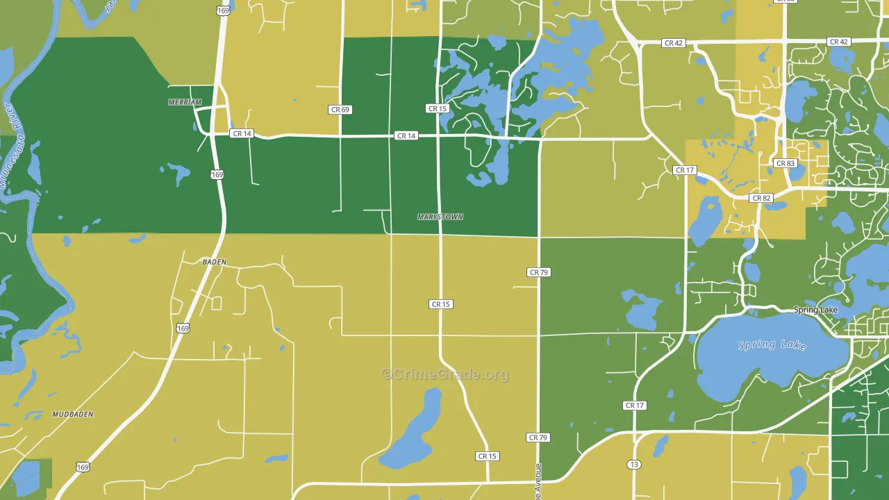 Marystown, MN Map of Vehicle Theft Rates