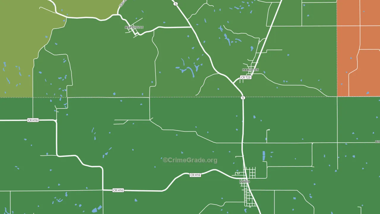 Marysville, IA Map of Vehicle Theft Rates