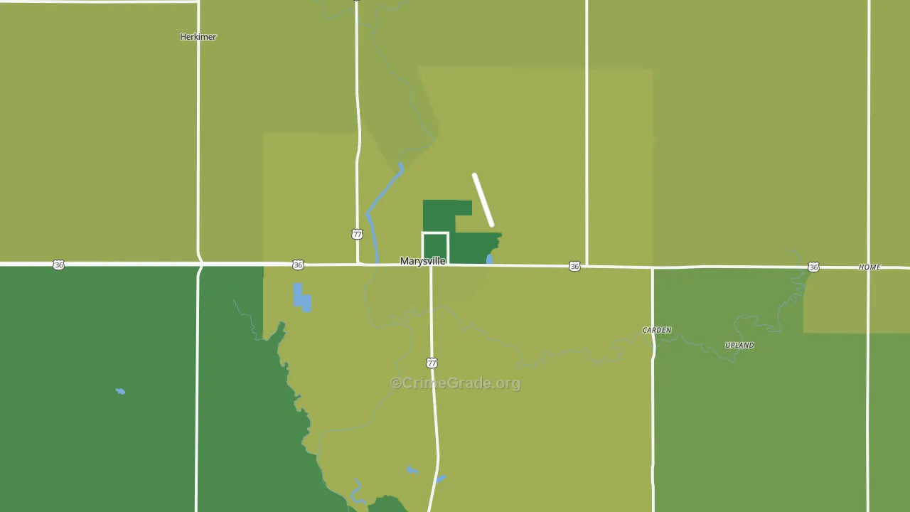 Marysville, KS Map of Vehicle Theft Rates