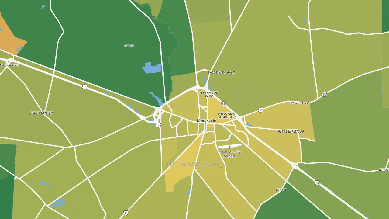 Marysville, OH Map of Vehicle Theft Rates