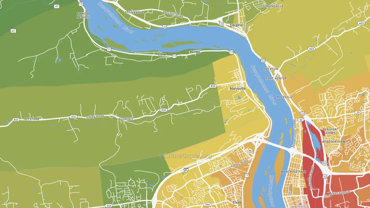 Marysville, PA Map of Vehicle Theft Rates