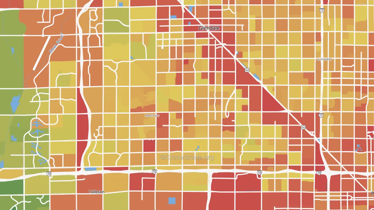 Maryvale, Phoenix, AZ Map of Vehicle Theft Rates