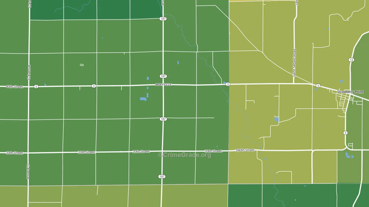 Maryville, IA Map of Vehicle Theft Rates