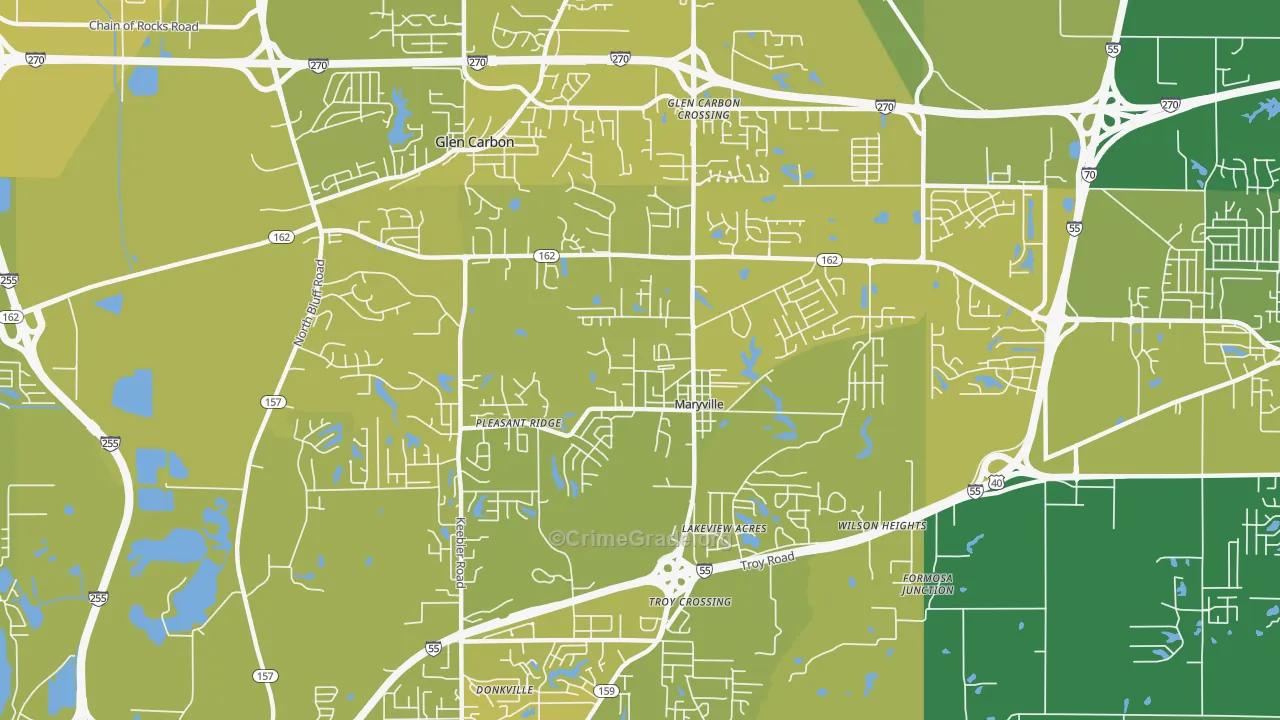 Maryville, IL Map of Vehicle Theft Rates