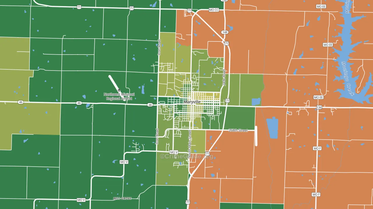 Maryville, MO Map of Vehicle Theft Rates