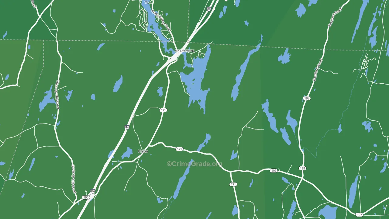 Mashapaug, CT Map of Vehicle Theft Rates