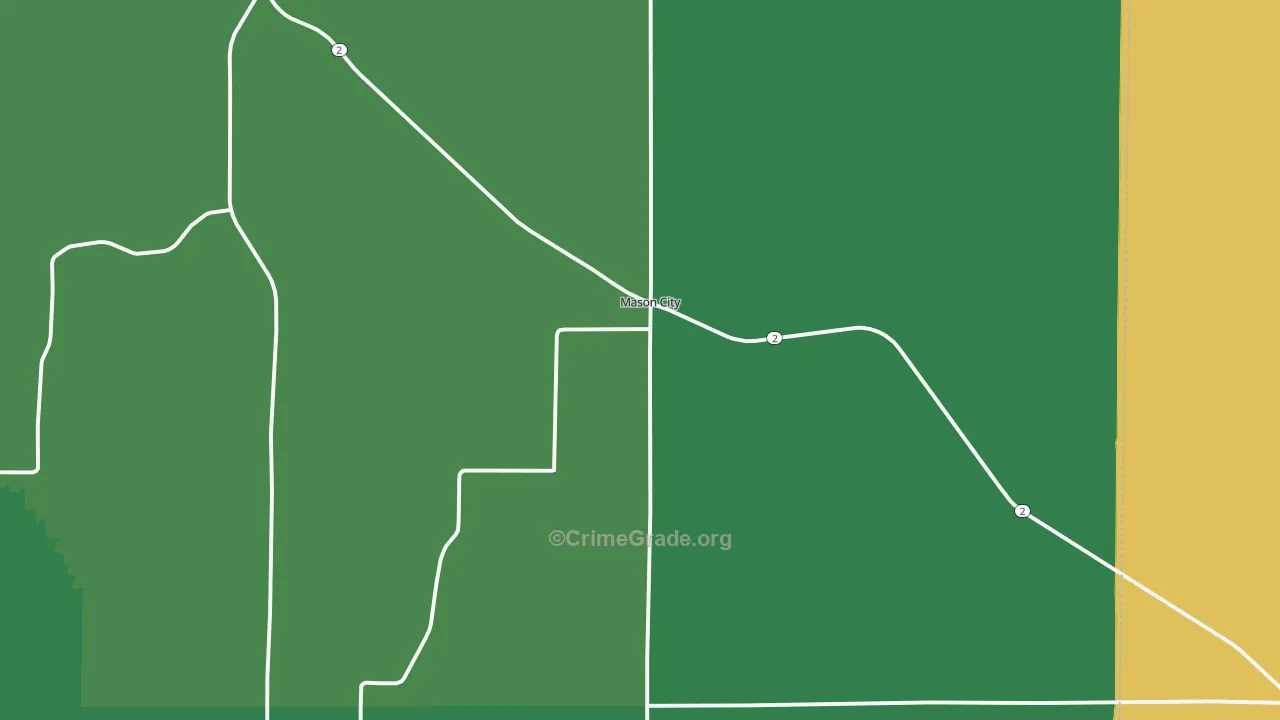 Mason City, NE Map of Vehicle Theft Rates