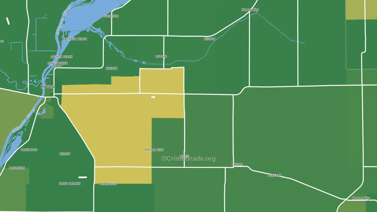 Mason County, IL Map of Vehicle Theft Rates