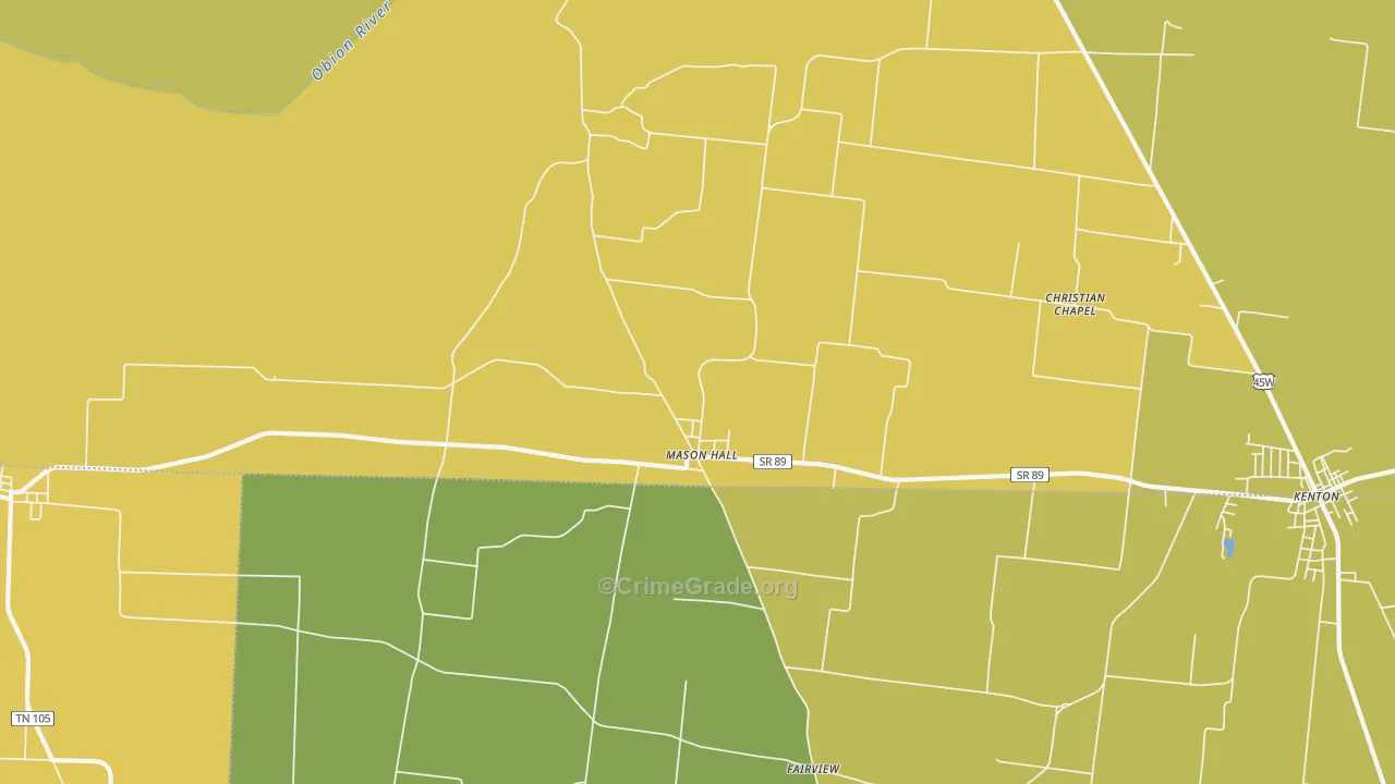 Mason Hall, TN Map of Vehicle Theft Rates