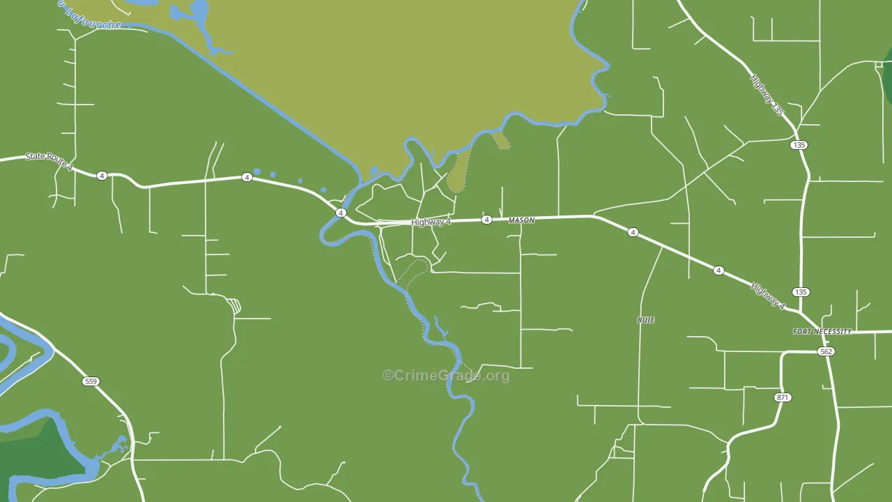 Mason, LA Map of Vehicle Theft Rates