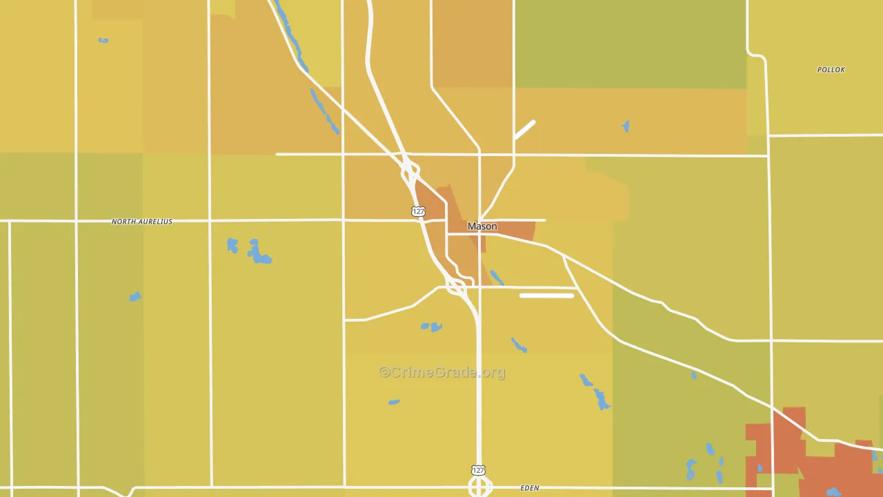 Mason, MI Map of Vehicle Theft Rates