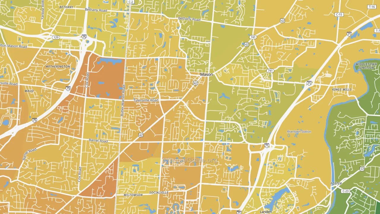 Mason, OH Map of Vehicle Theft Rates