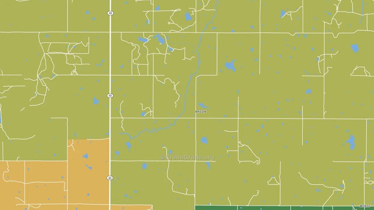 Mason, OK Map of Vehicle Theft Rates
