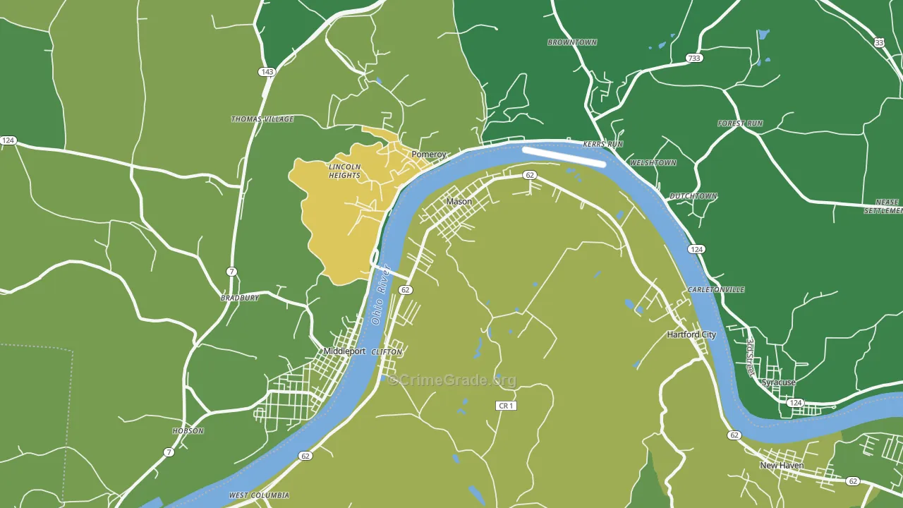 Mason, WV Map of Vehicle Theft Rates