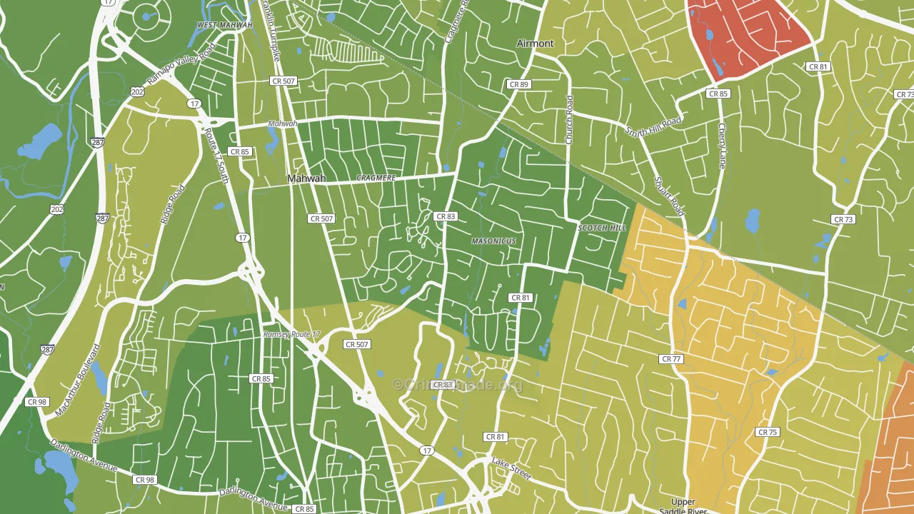 Masonicus, Mahwah, NJ Map of Vehicle Theft Rates