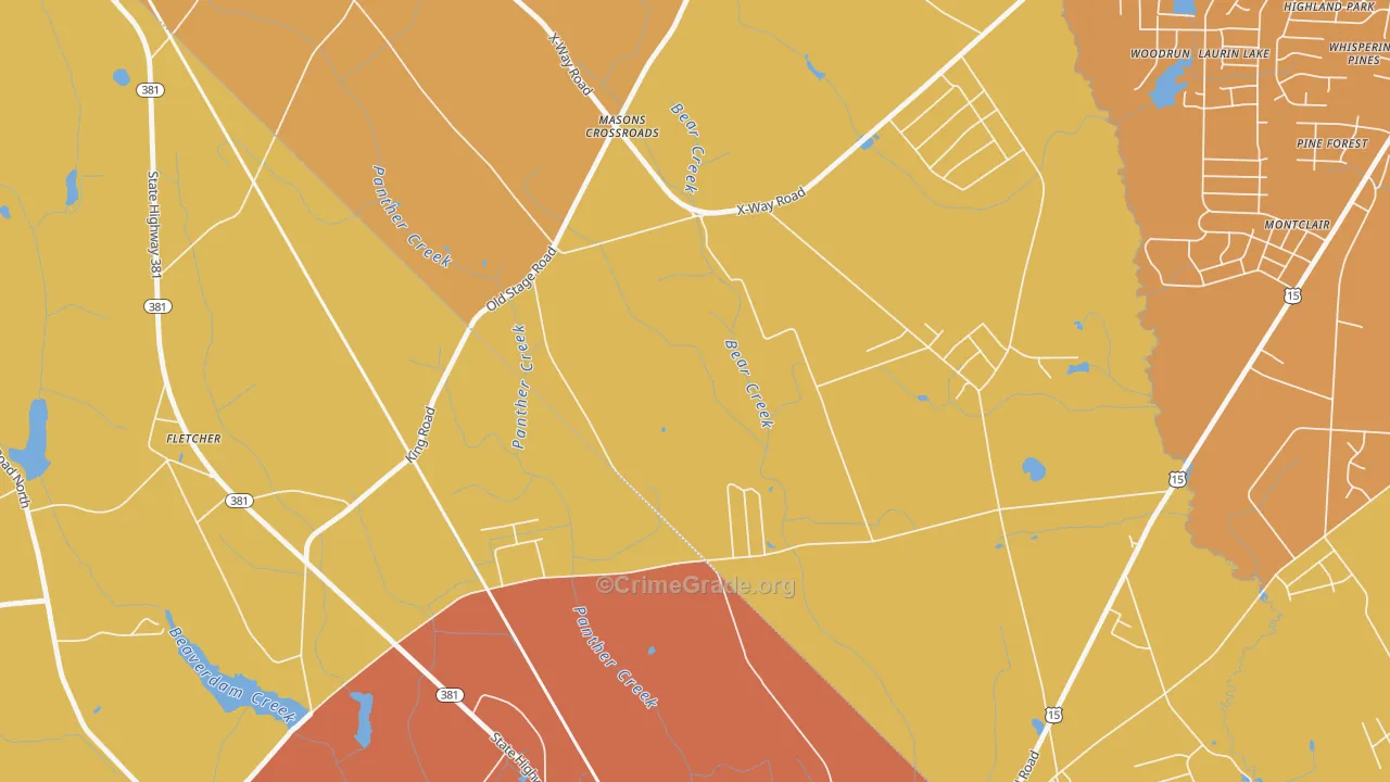 Masons Crossroads, NC Map of Vehicle Theft Rates