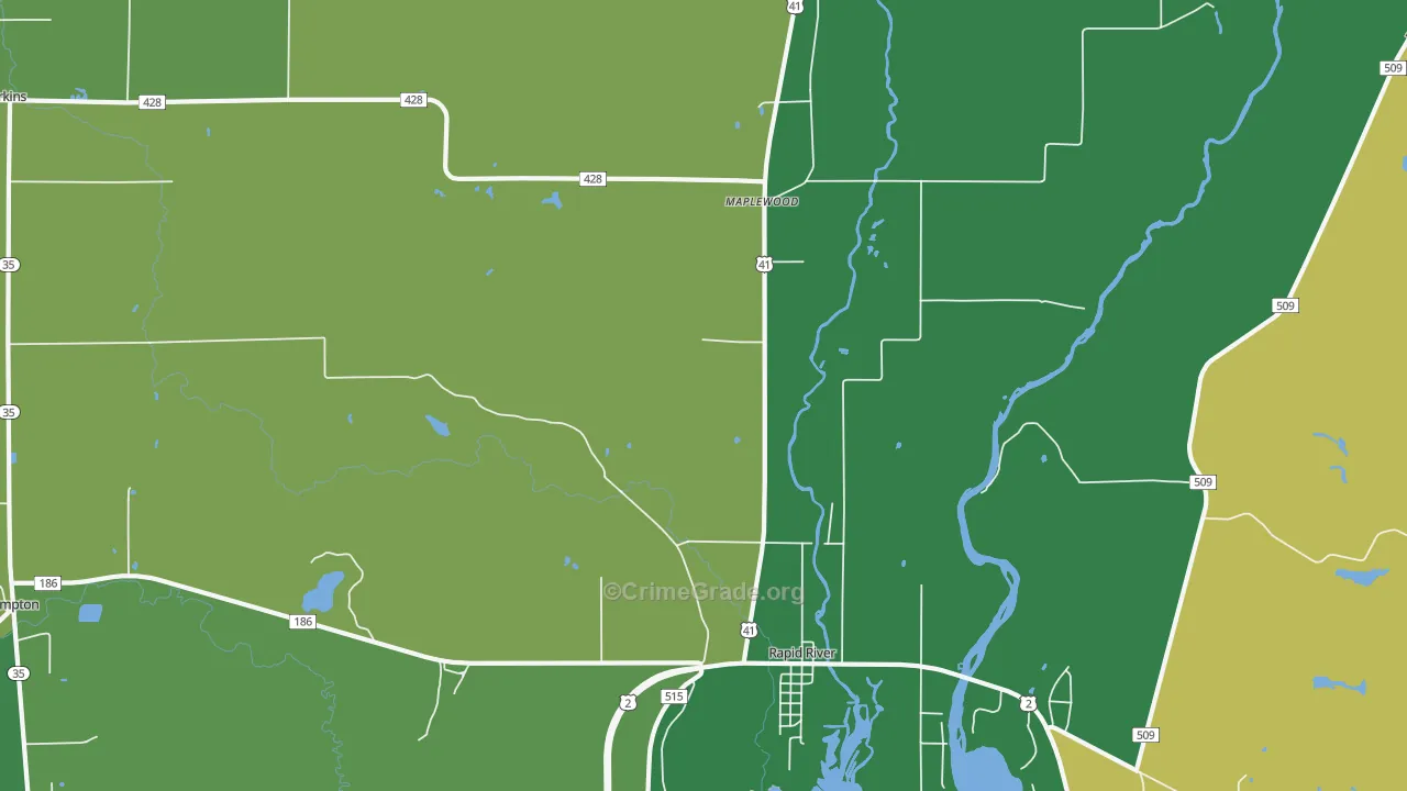 Masonville, MI Map of Vehicle Theft Rates