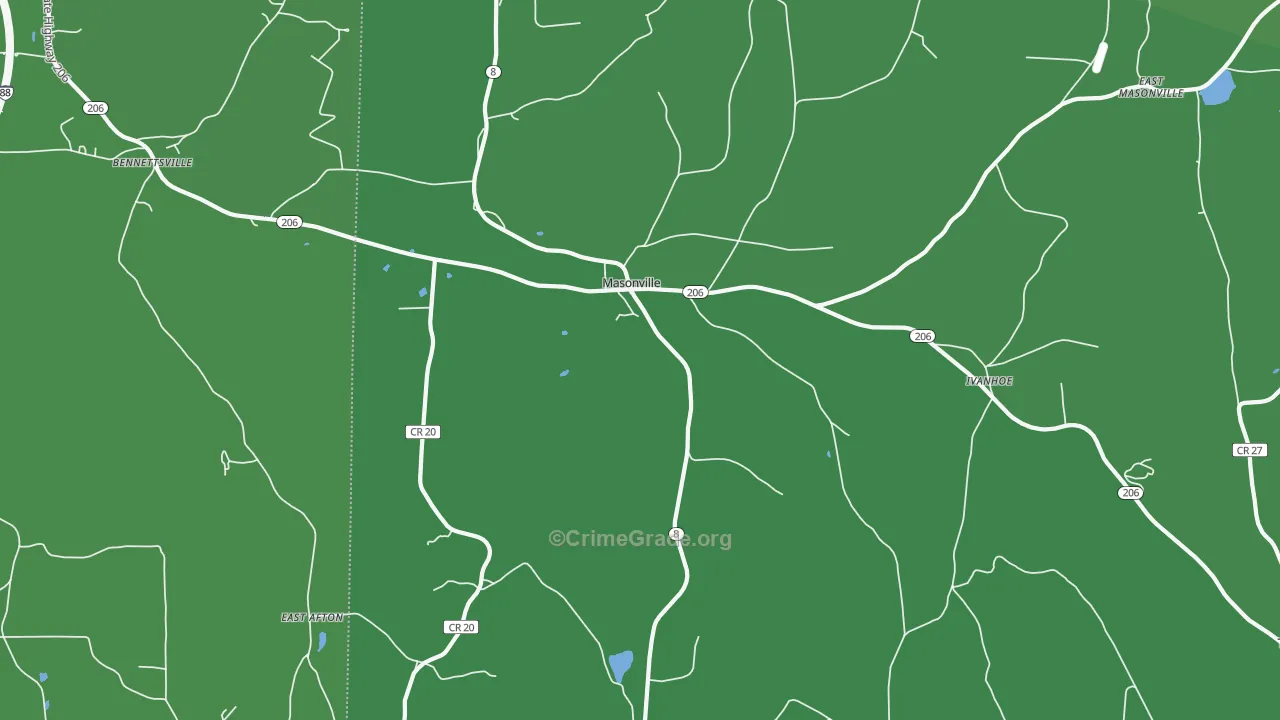 Masonville, NY Map of Vehicle Theft Rates