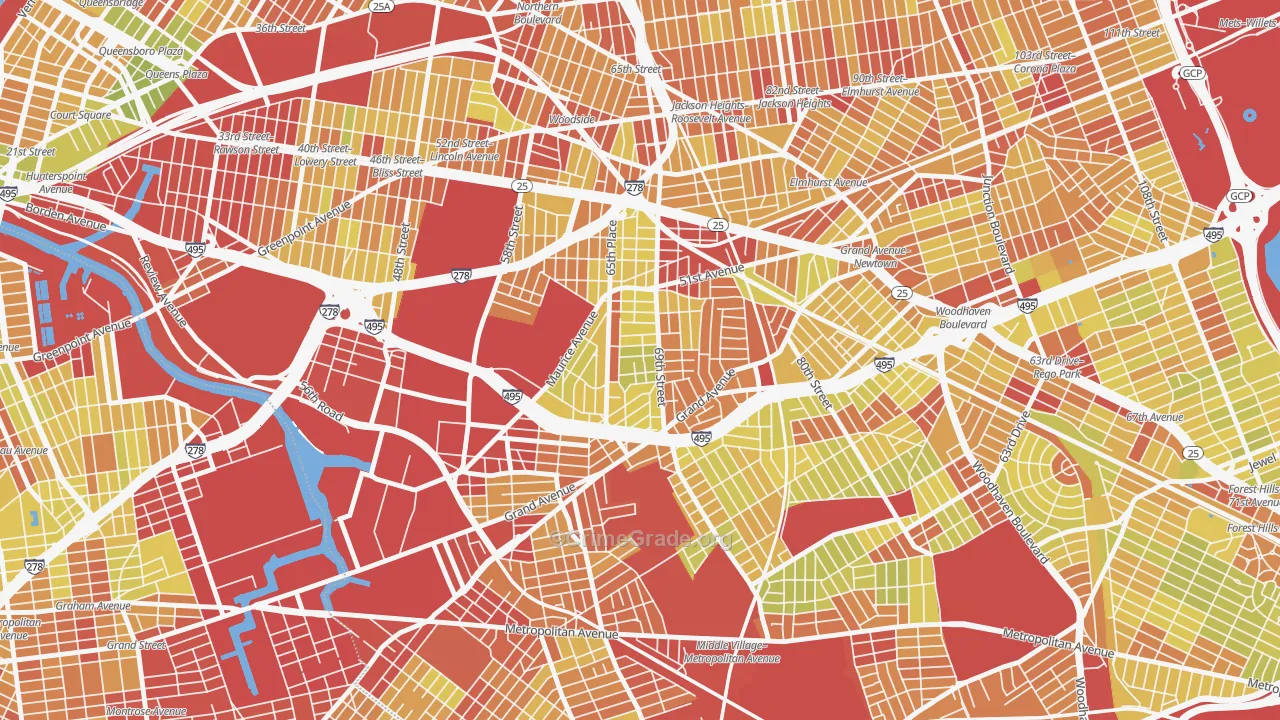 Maspeth, Queens, NY Map of Vehicle Theft Rates