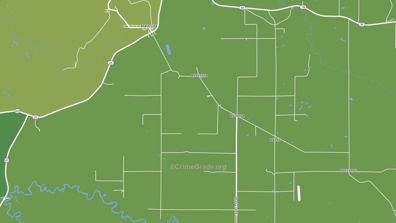 Mass City, MI Map of Vehicle Theft Rates
