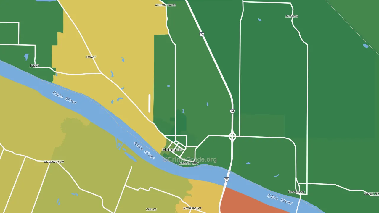 Massac County, IL Map of Vehicle Theft Rates
