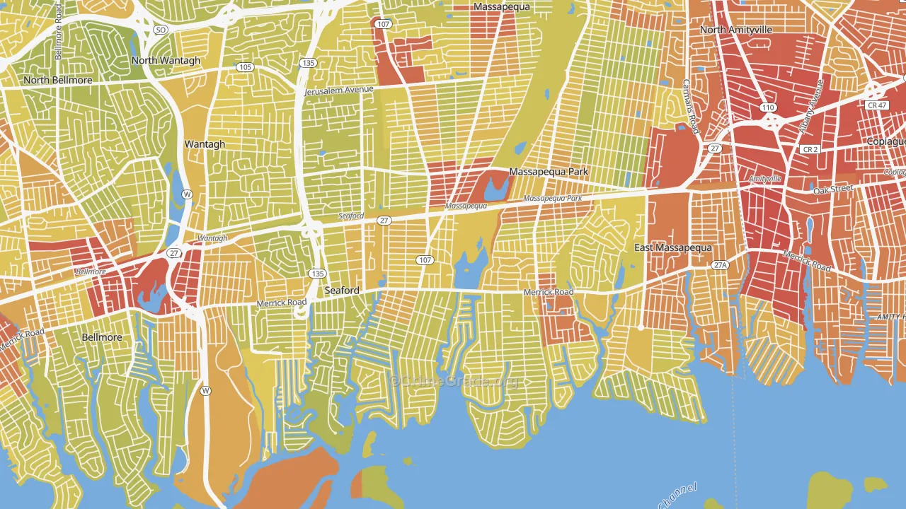 Massapequa, NY Map of Vehicle Theft Rates
