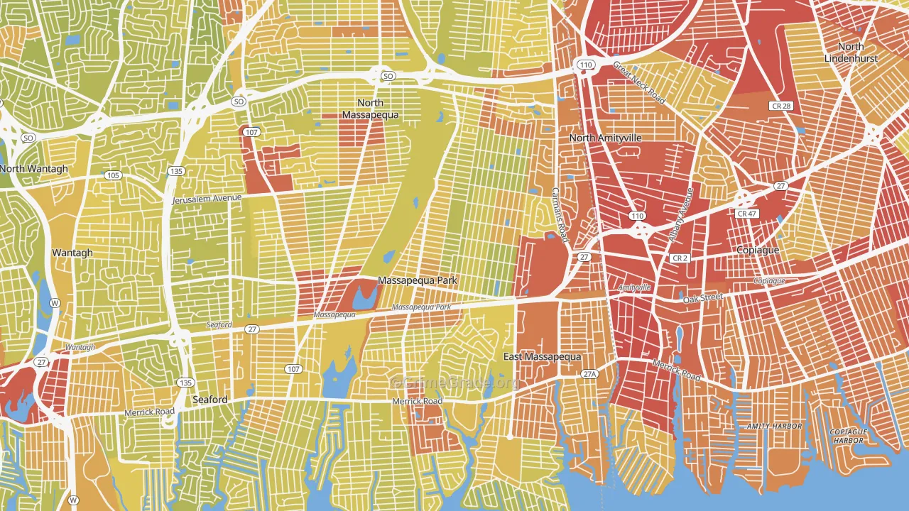 Massapequa Park, NY Map of Vehicle Theft Rates