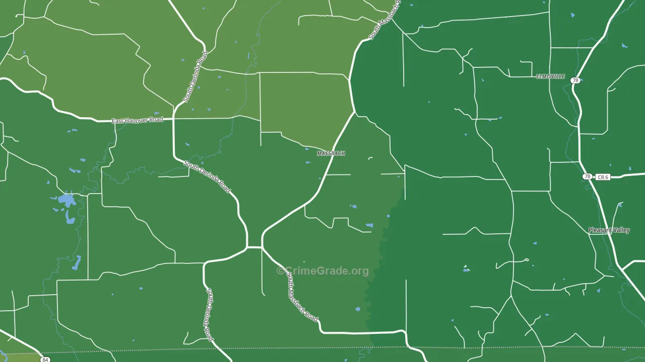 Massbach, IL Map of Vehicle Theft Rates