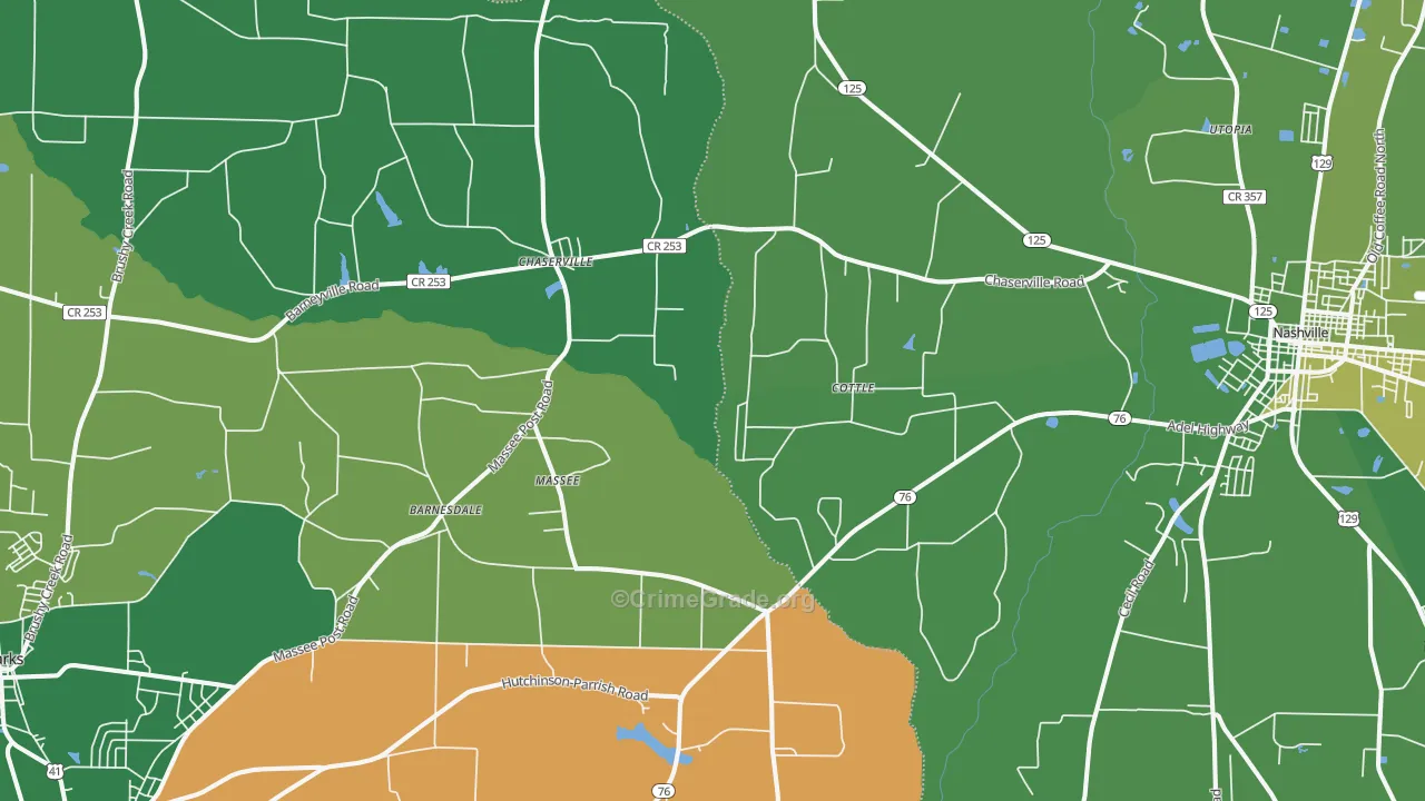 Massee, GA Map of Vehicle Theft Rates