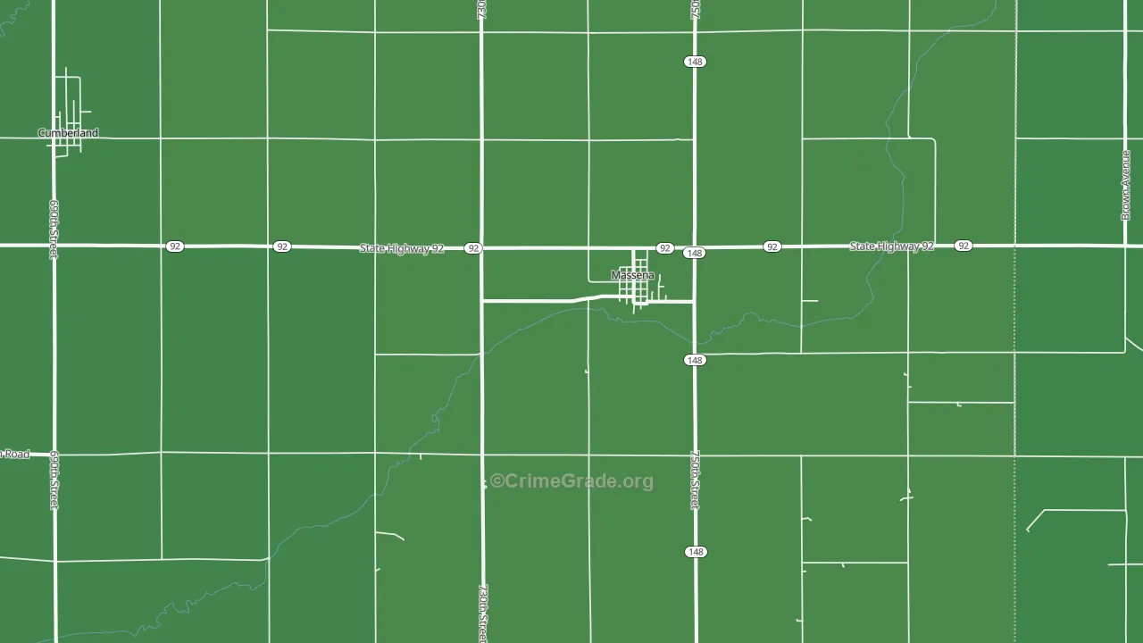 Massena, IA Map of Vehicle Theft Rates