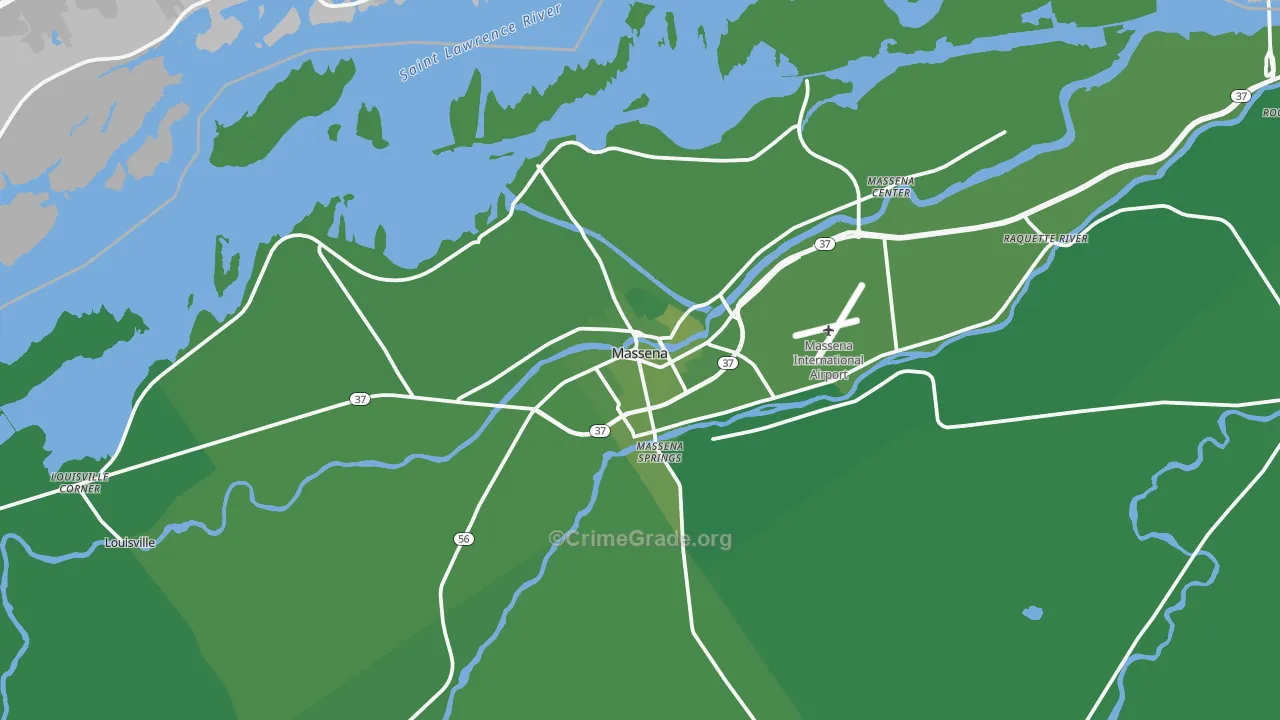 Massena, NY Map of Vehicle Theft Rates