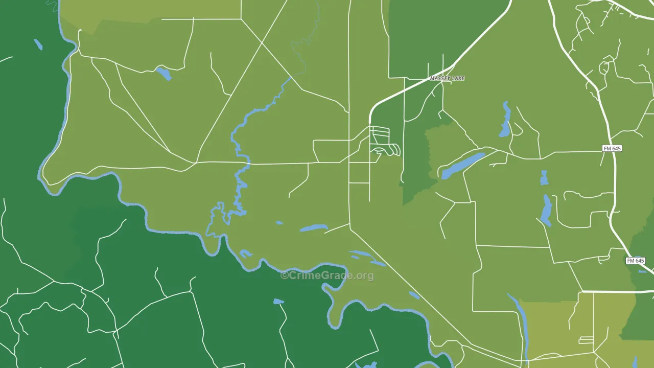 Massey Lake, TX Map of Vehicle Theft Rates