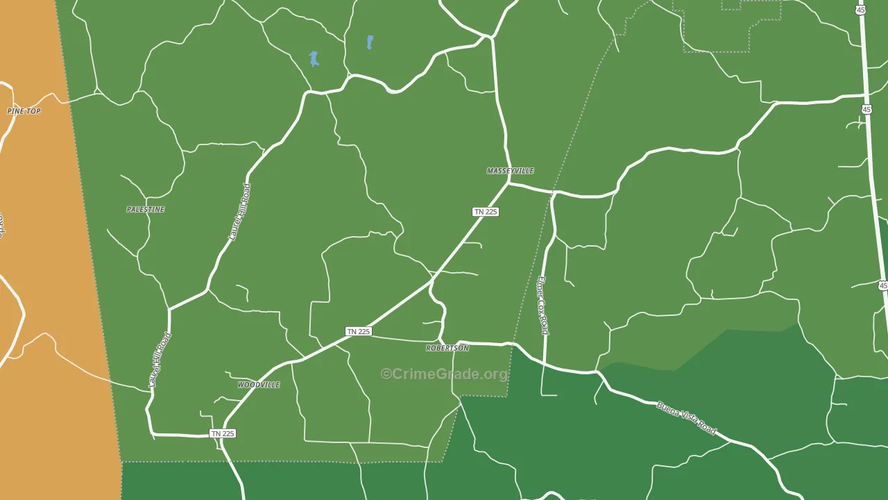 Masseyville, TN Map of Vehicle Theft Rates