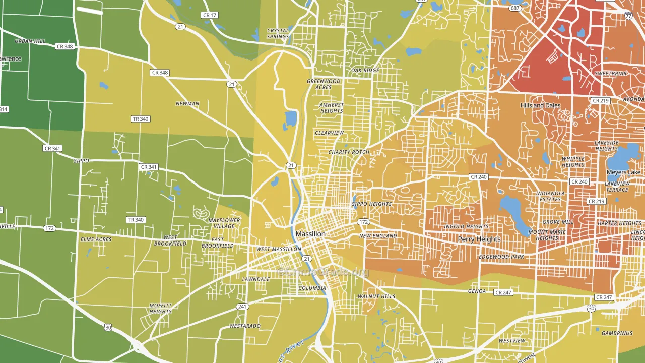 Massillon, OH Map of Vehicle Theft Rates