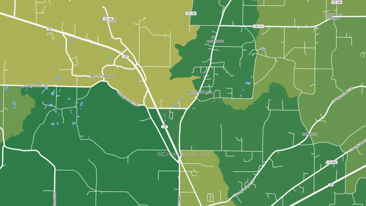 Masterson Mill, AL Map of Vehicle Theft Rates