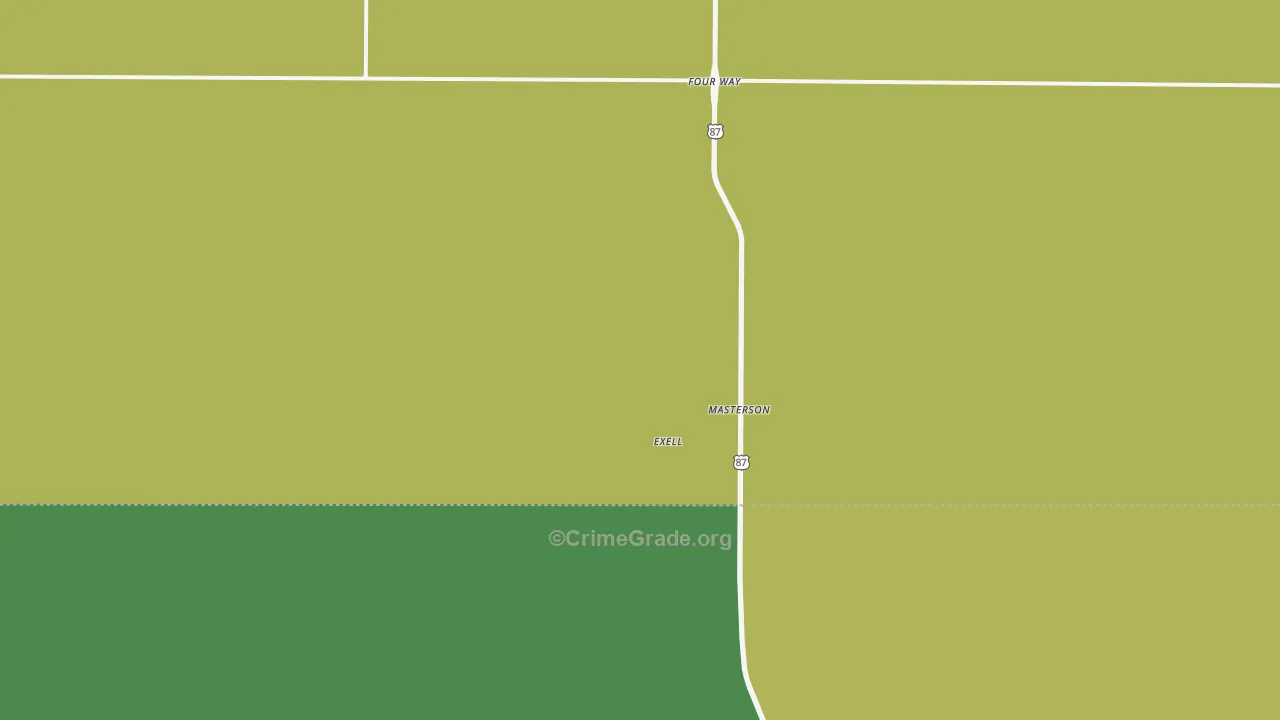 Masterson, TX Map of Vehicle Theft Rates