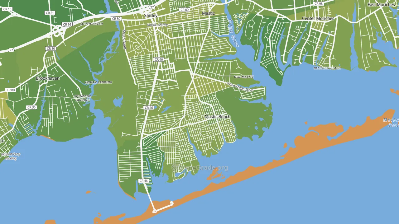 Mastic Beach, NY Map of Vehicle Theft Rates