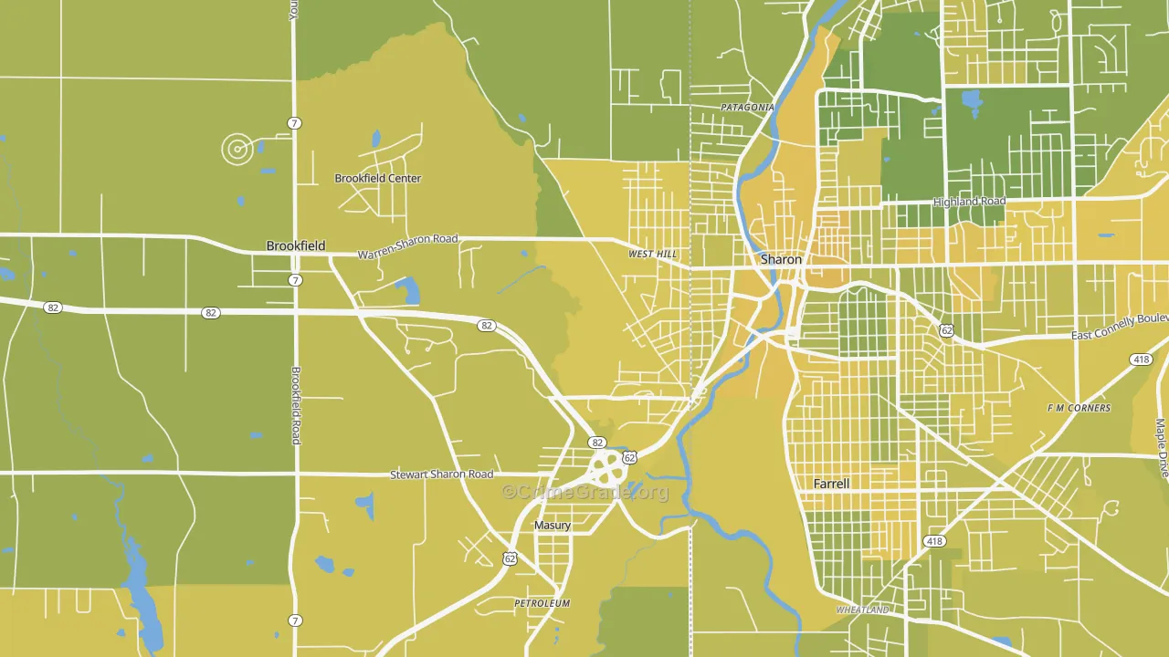 Masury, OH Map of Vehicle Theft Rates