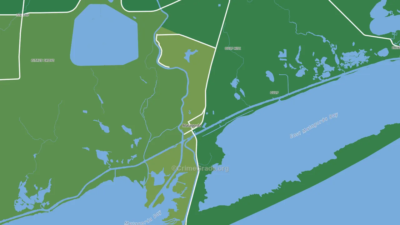 Matagorda, TX Map of Vehicle Theft Rates