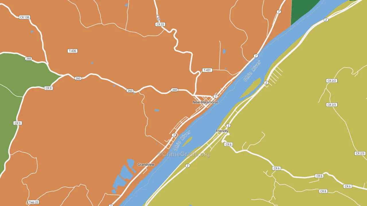 Matamoras, OH Map of Vehicle Theft Rates