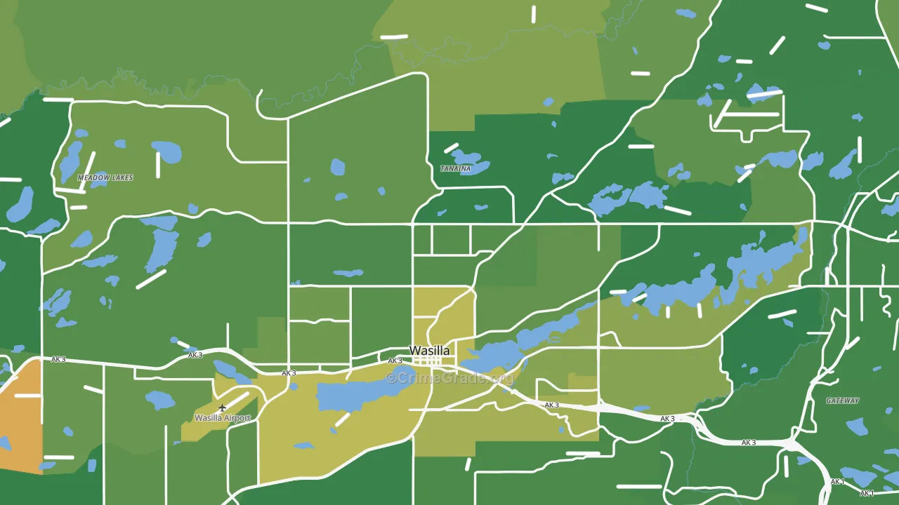 Matanuska-Susitna Borough, AK Map of Vehicle Theft Rates